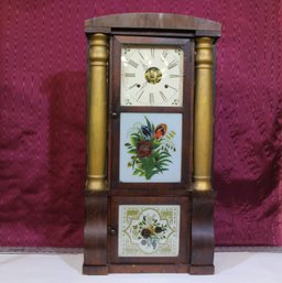 Seth Thomas 8 Day Brass Clock Triple Decker Circa 1860s 32 1/2' X 16 3/4' Complete & Working